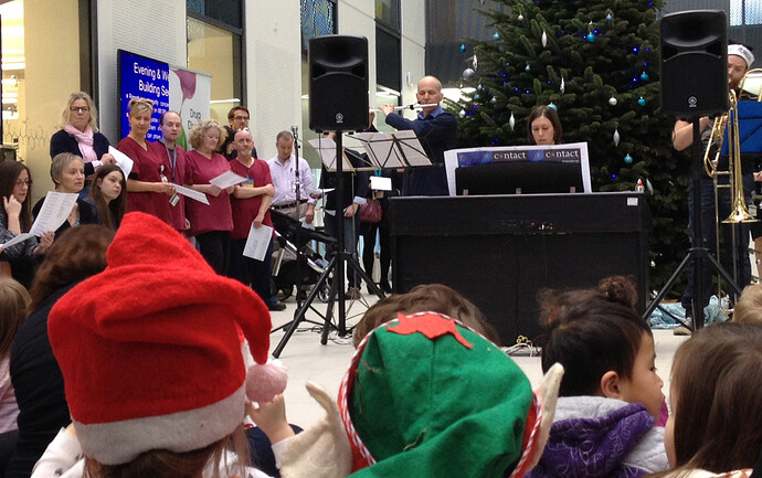 Photo of Geoff playing the flute at the carol concert